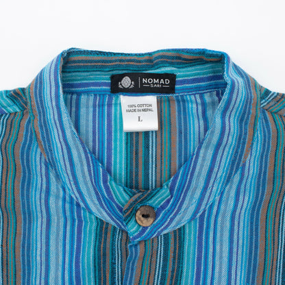 Nomad Sari Grandad Shirt - Turquesa - Mediano
