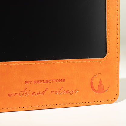 Cuaderno de intenciones A5 - Pantalla LCD borrable - Efecto cuero naranja - 80 hojas