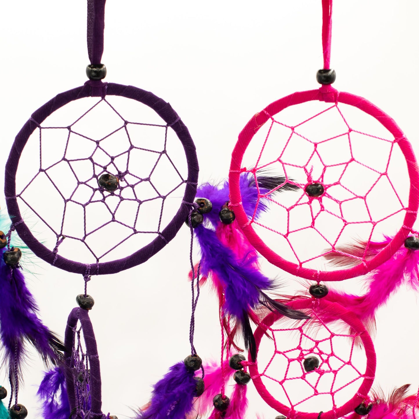Atrapasueños Bali Aro Mediano Turquesa/Rosa/Morado