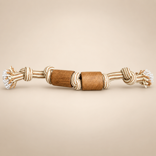 Juguetes PAW para mascotas – Mordedor de madera de café Trail Born Tug