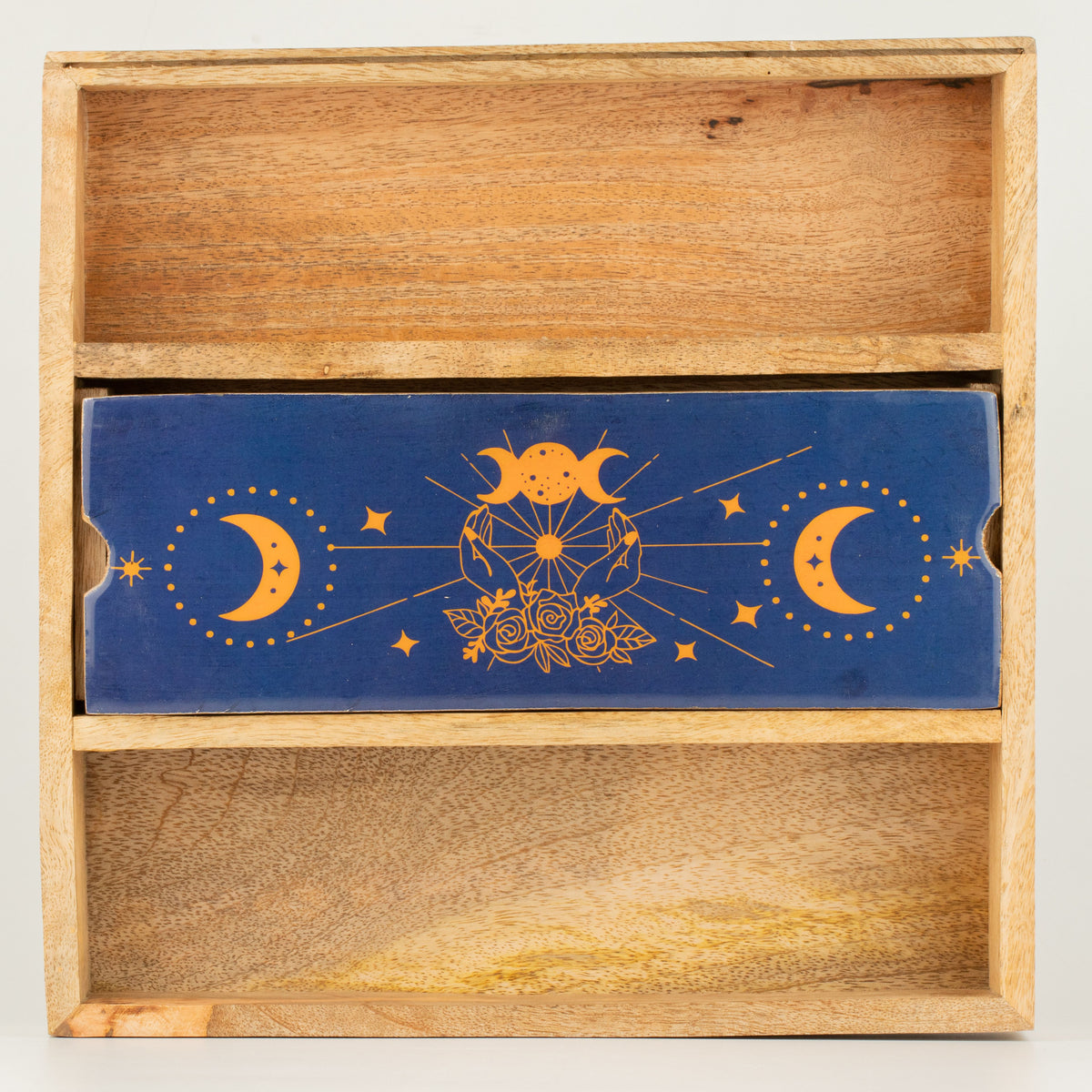 Bandeja de Tarot con Fases Lunares Azules y soporte para cartas