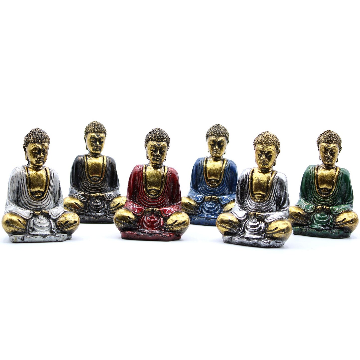 6 x Mini-Buddha in Gold (verschiedene Farben)