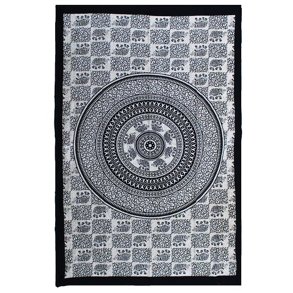 Einzelne Baumwolldecke + Wandteppich - Affe - Elefant Mandala