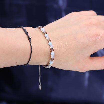 Sternzeichen-Kristallkerze mit Edelsteinarmband - Krebs