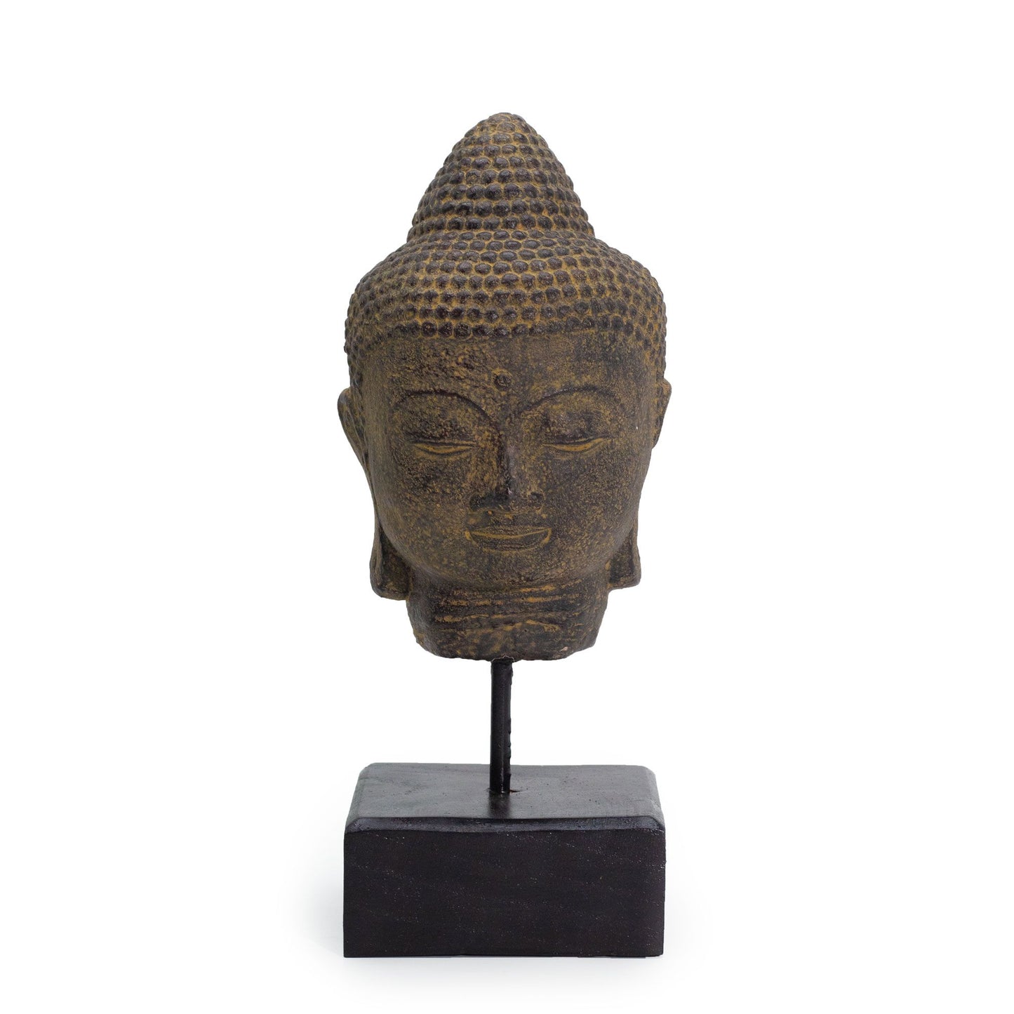 Liegender Buddhakopf auf Ständer - Grau