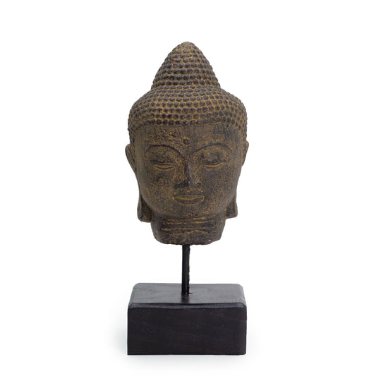 Liegender Buddhakopf auf Ständer - Grau