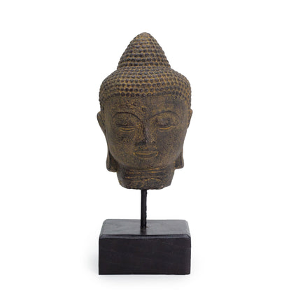 Tête de Bouddha couchée sur socle - Gris