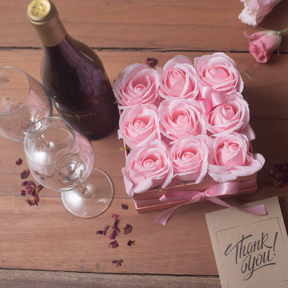 Caja de Regalo - Flor de Jabón  13 Rosas Rosas - corazon