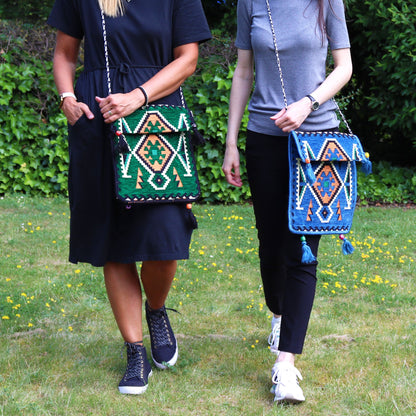 Bolso bandolera de festival Kilim azul cielo
