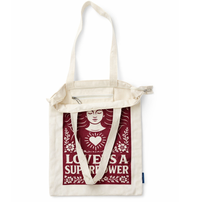 Nomad Sari Iconic Toni Tote Bag - Liebe ist eine Superkraft - Natur 10oz