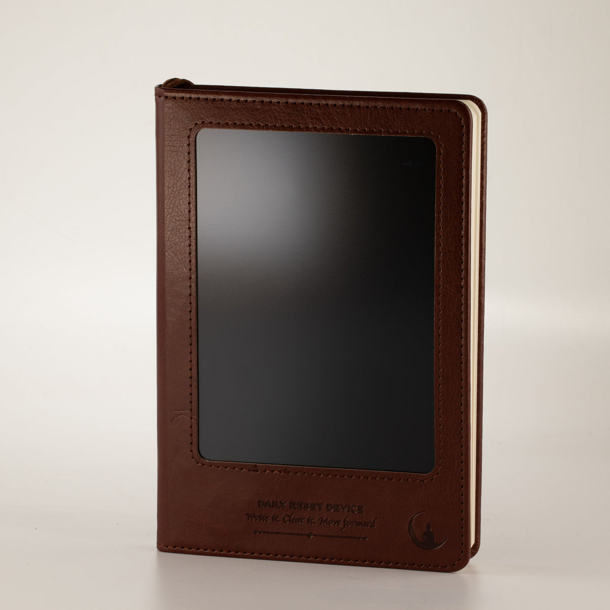 A5 Cuaderno de Intención - Pantalla LCD de limpieza - Efecto cuero marrón - 80 hojas