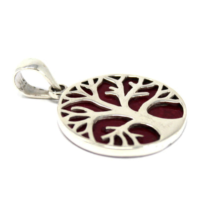 Colgante Plata Árbol de la Vida 22mm Coral