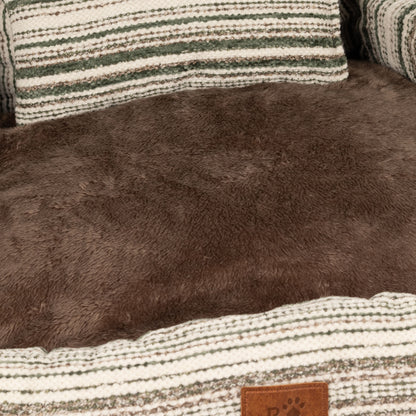 PAW Bed – Sofá Mediano – Rayas Marrones – 60 × 60 × 28 cm