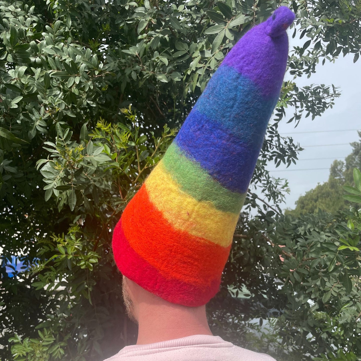 Sauna-Zaubererhut aus Filz – Regenbogen