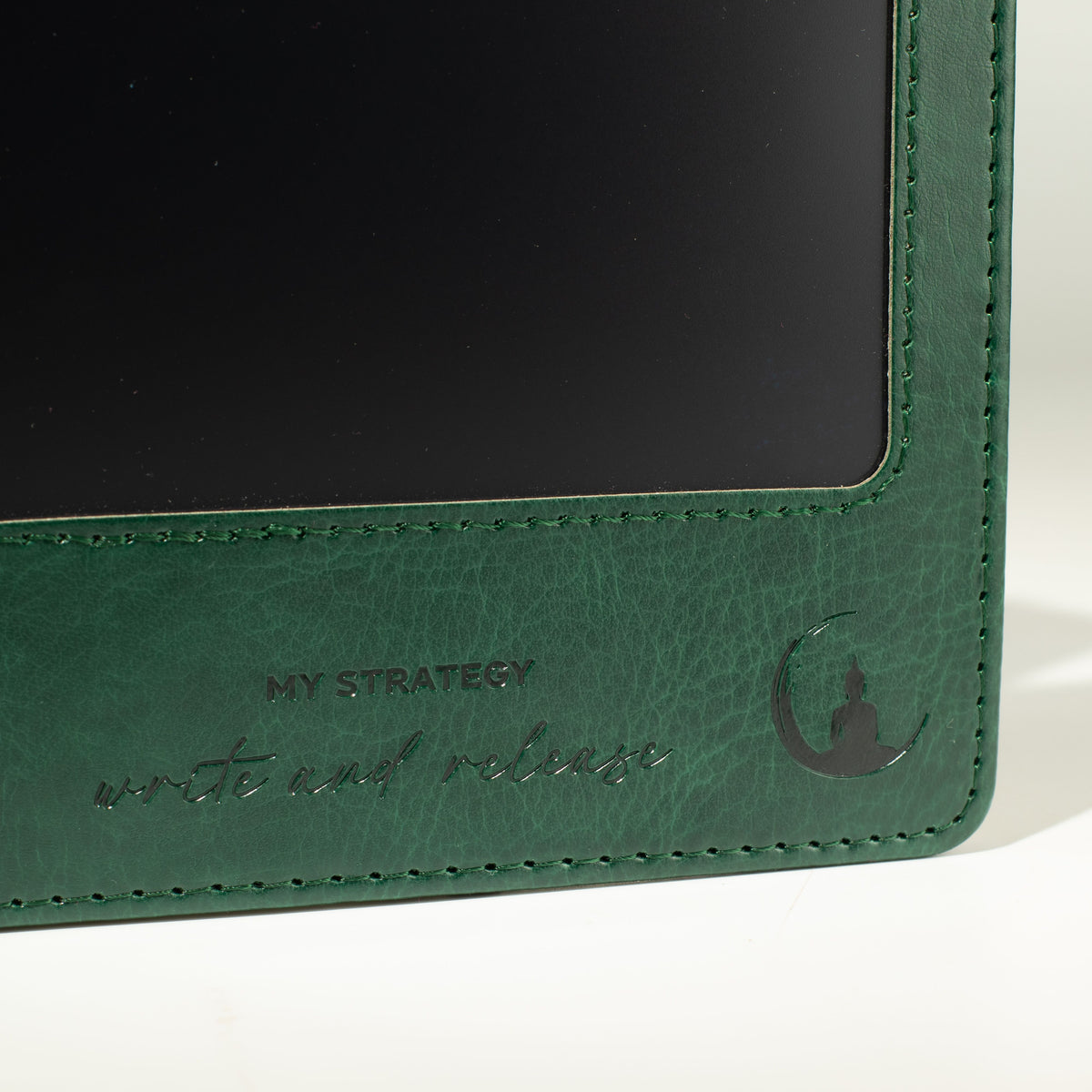 Cuaderno de Intención A5 - Pantalla LCD de limpieza - Efecto cuero verde - 80 hojas
