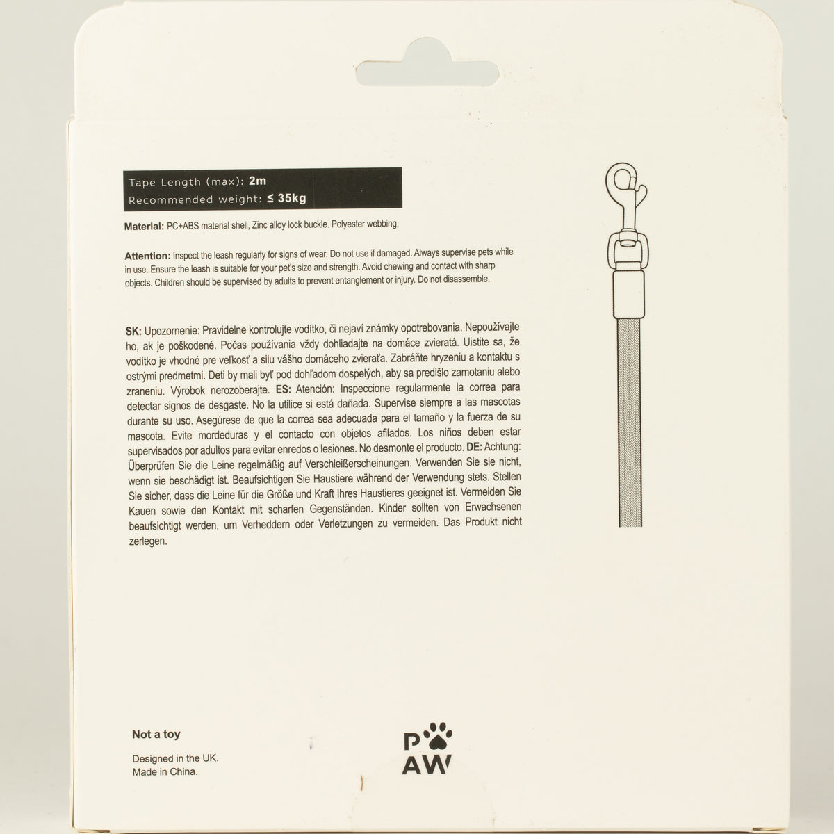 Paw Pet Leash - Correa de elefante - Marrón - 2 m