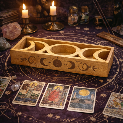 Kit de Tarot para Principiantes – Baraja, Bandeja Lunar y Péndulo