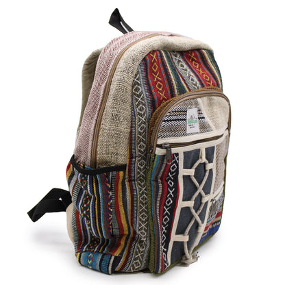 Großer Hanf-Rucksack – Seil-Stil mit Taschen