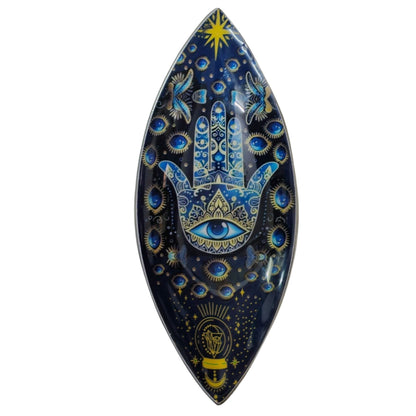 Porte-encens émaillé - Aluminium - Hamsa bleu