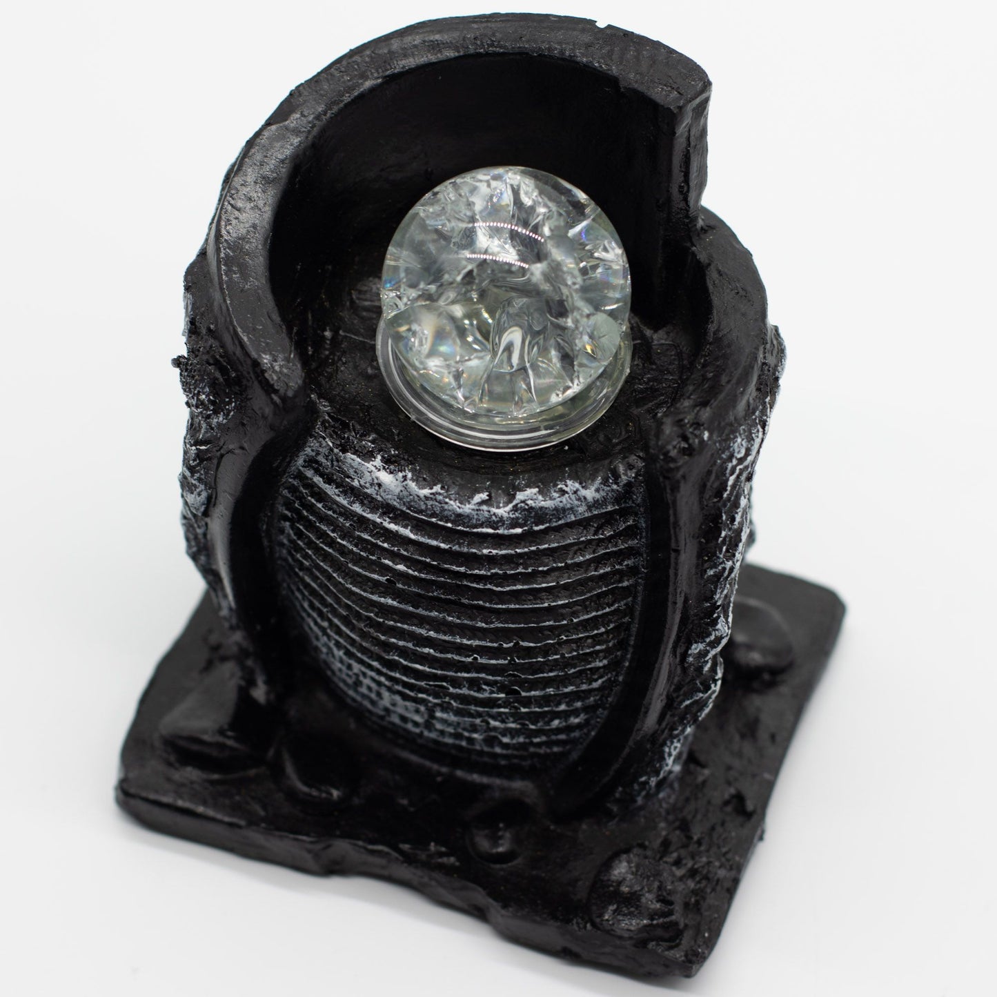 Fontaine décorative de table - 15 x 13 x 20 cm - Réservoir d'eau et boule en verre