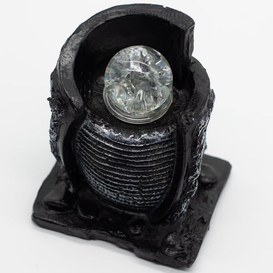 Fontaine décorative de table - 15 x 13 x 20 cm - Réservoir d'eau et boule en verre