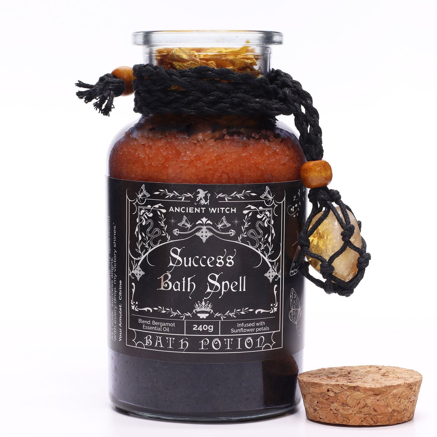Potion de bain de sorcière ancienne et amulette en cristal de citrine - Succès