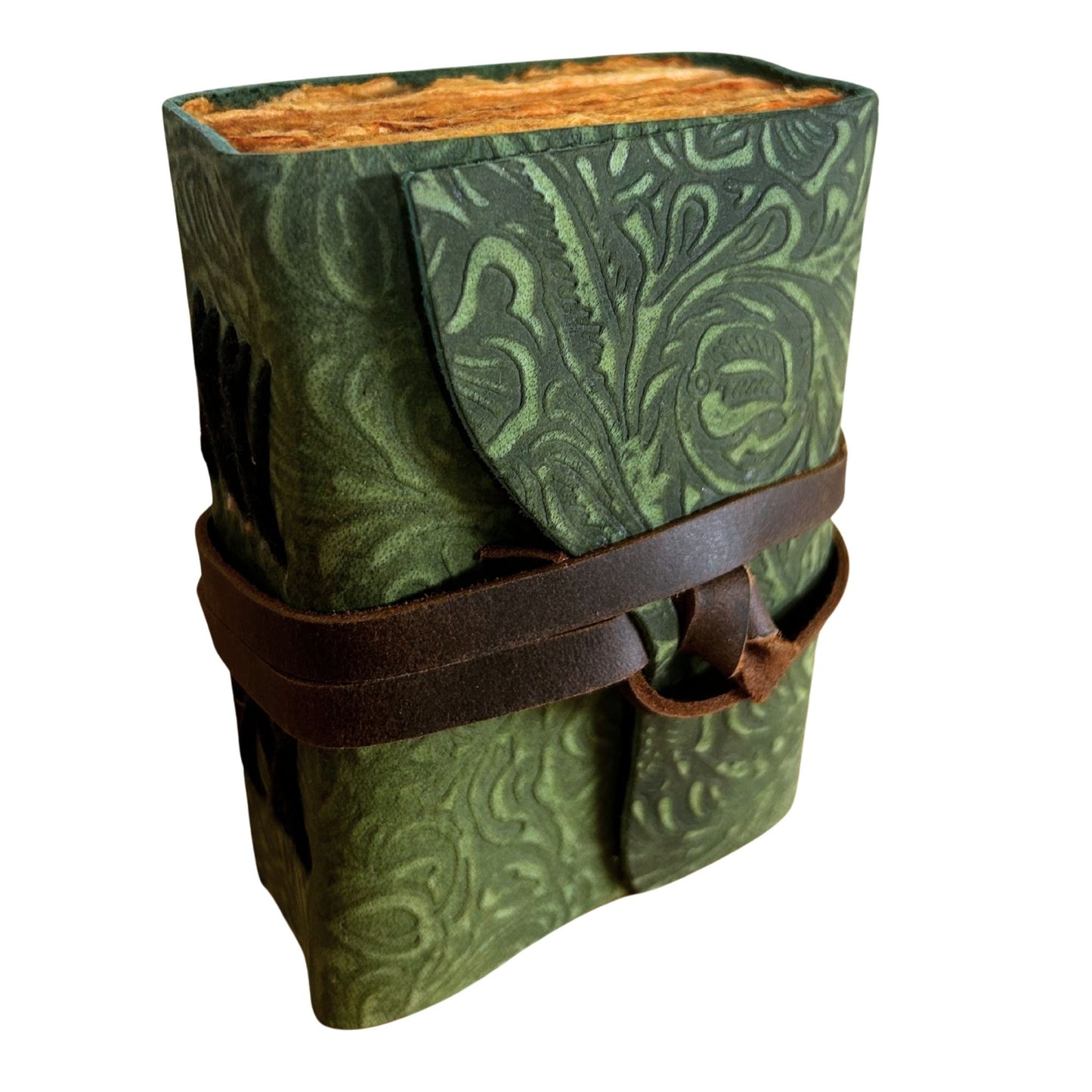 Carnets en cuir à bordure épaisse (5 x 3,5 pouces) - Motif labyrinthe vert