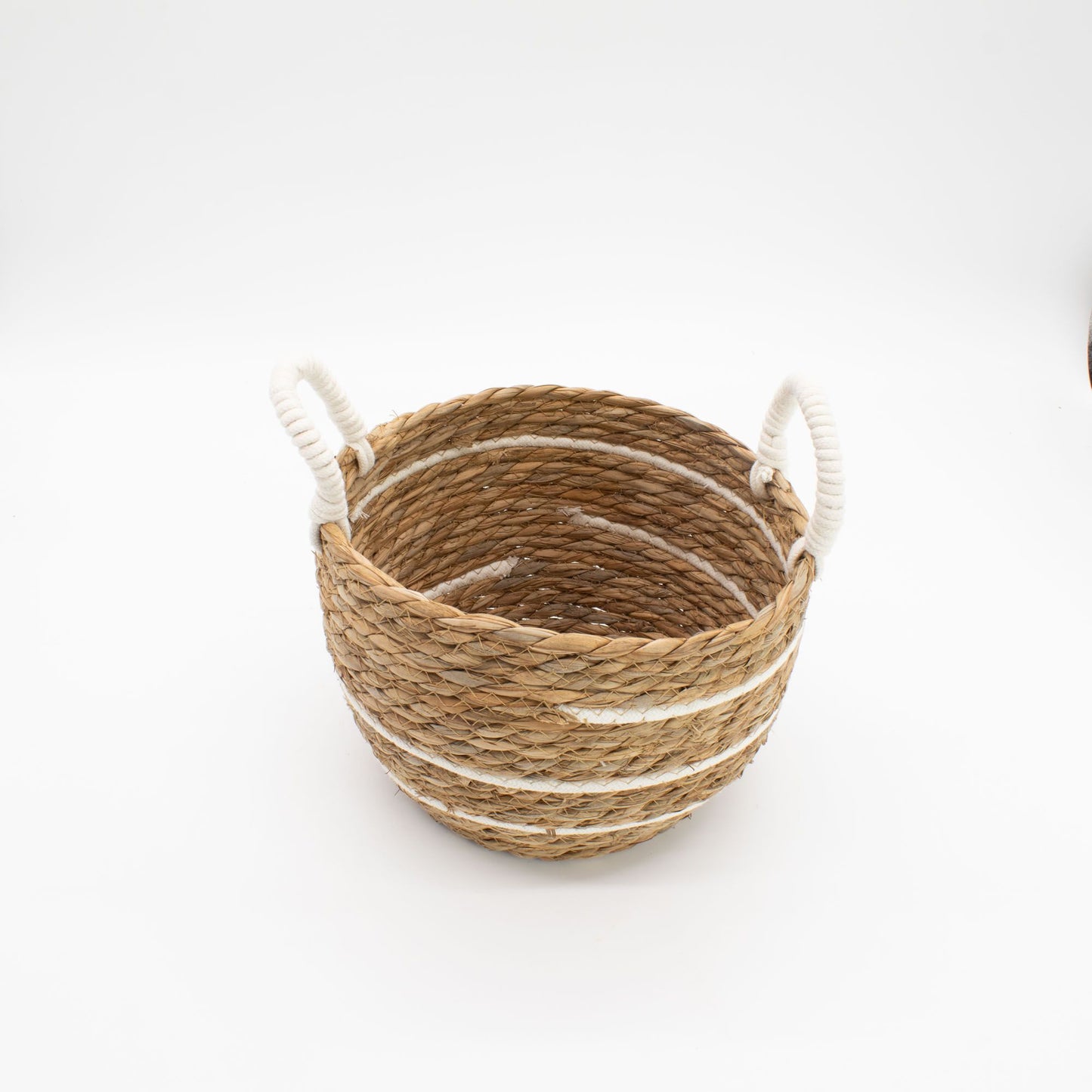 Große Körbe aus Baumwolle und Seegras – Naturfarbene Streifen – 3er-Set