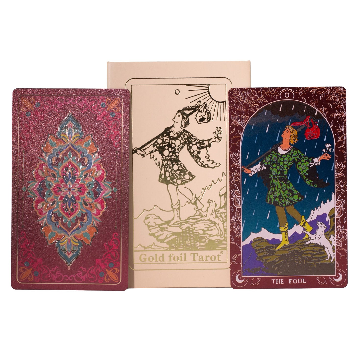 Set de cartas del tarot en caja de regalo rosa con lámina rubí - con folleto