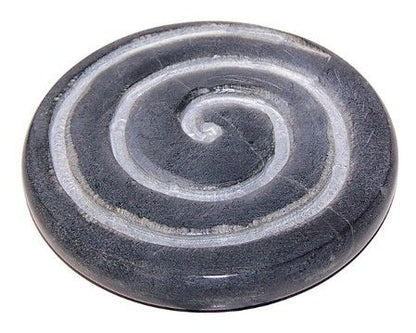Assiette d'encens spirale en marbre noir 7 cm