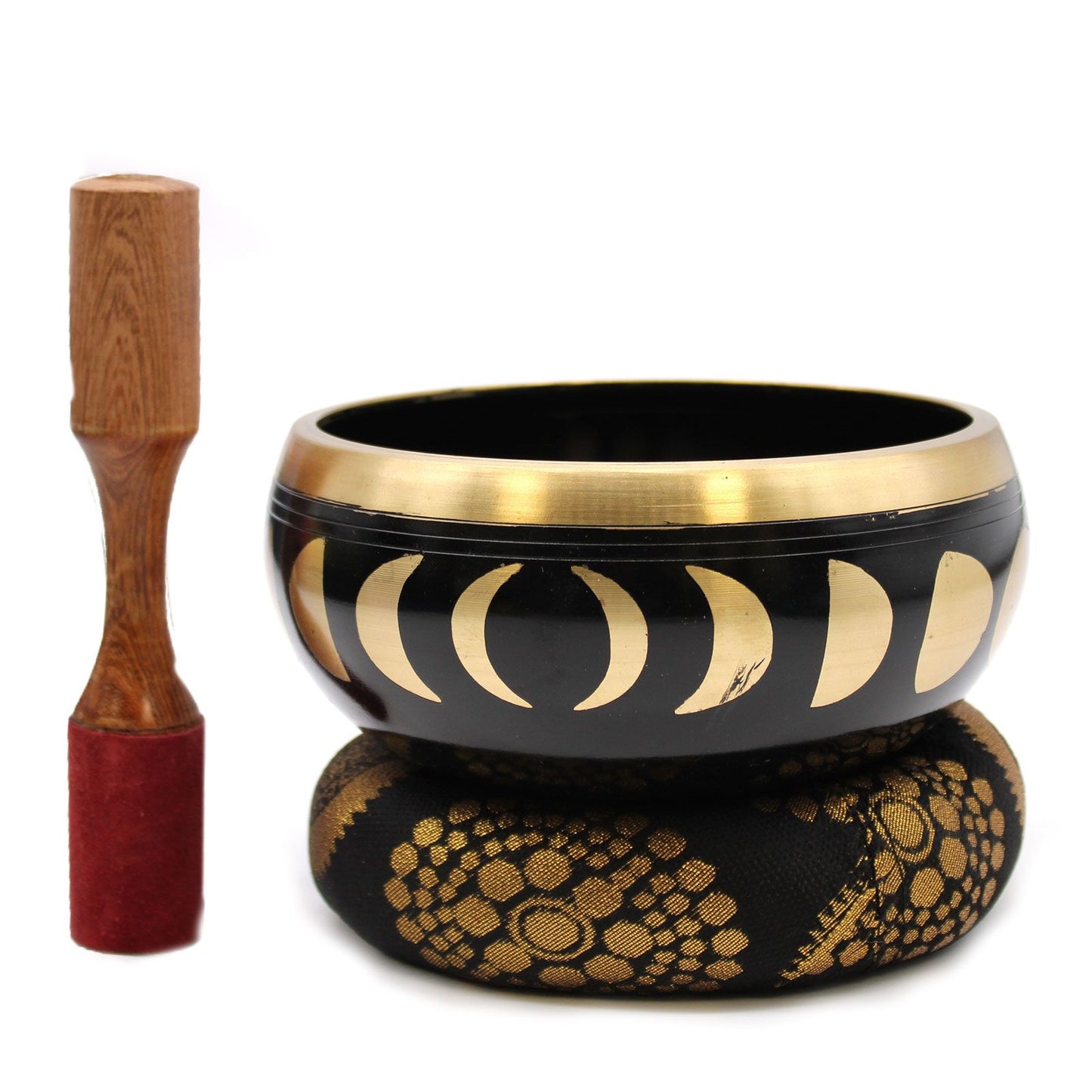 Grand ensemble de bols chantants tibétains - Phase de lune - Noir 14 cm