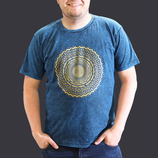 Extra großes Nomad Sari T-Shirt – Mandala – Blau