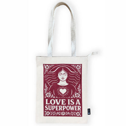 Nomad Sari Iconic Toni Tote Bag - Liebe ist eine Superkraft - Natur 10oz