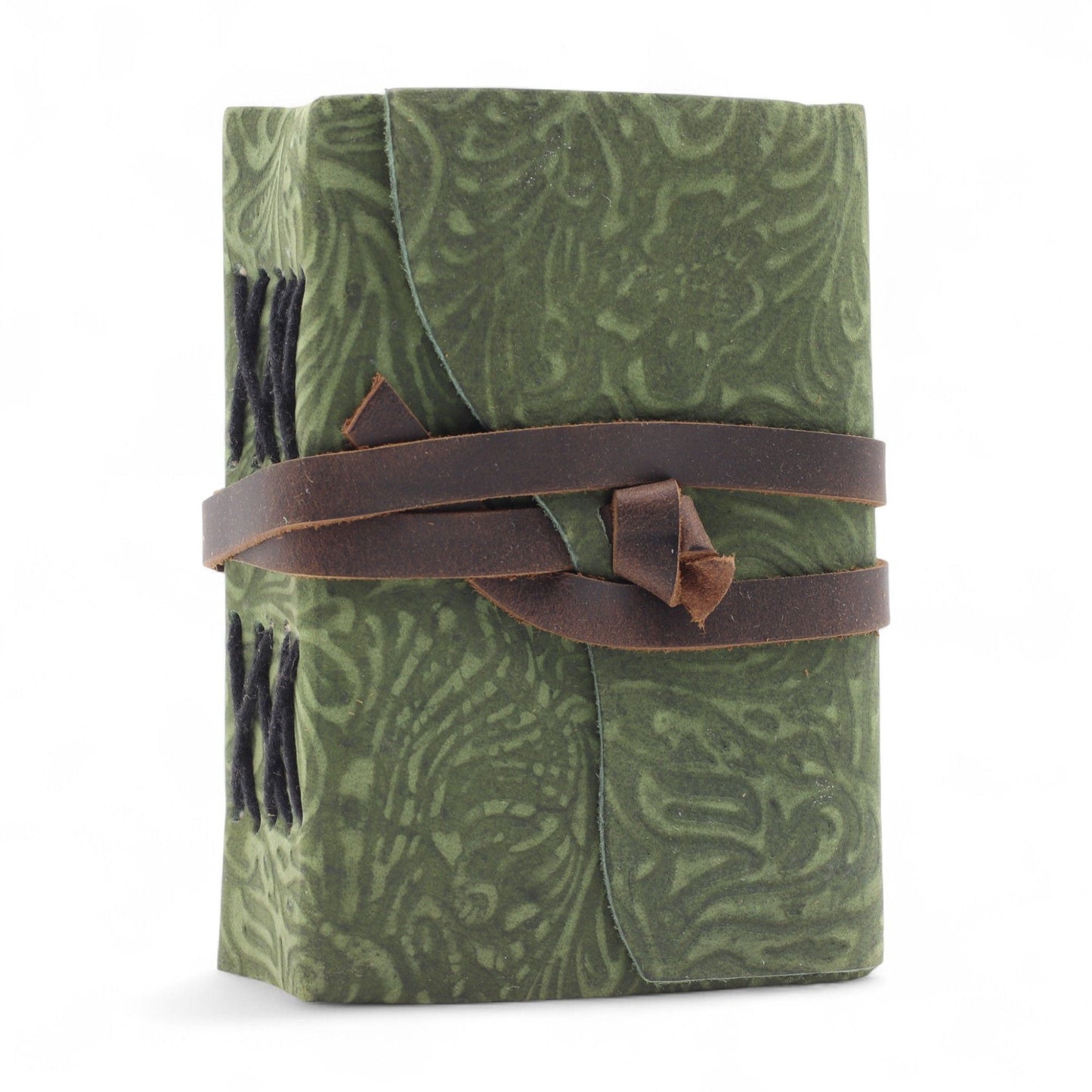 Carnets en cuir à bordure épaisse (5 x 3,5 pouces) - Motif labyrinthe vert