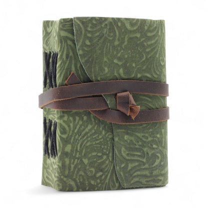 Carnets en cuir à bordure épaisse (5 x 3,5 pouces) - Motif labyrinthe vert