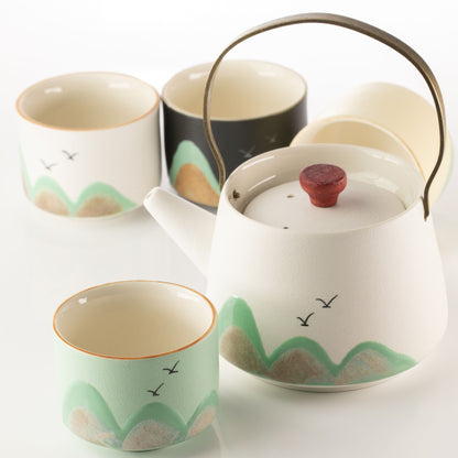 Mil millas - Juego de té - Cuatro tazas - Paño ceremonial y mango de bambú