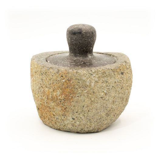 Wurzelgefäß mit Naturflussstein - Mittel (ca. 12x8 cm)