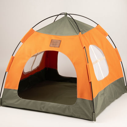 PAW Bed – Tienda verde y naranja – 48 × 48 × 40 cm