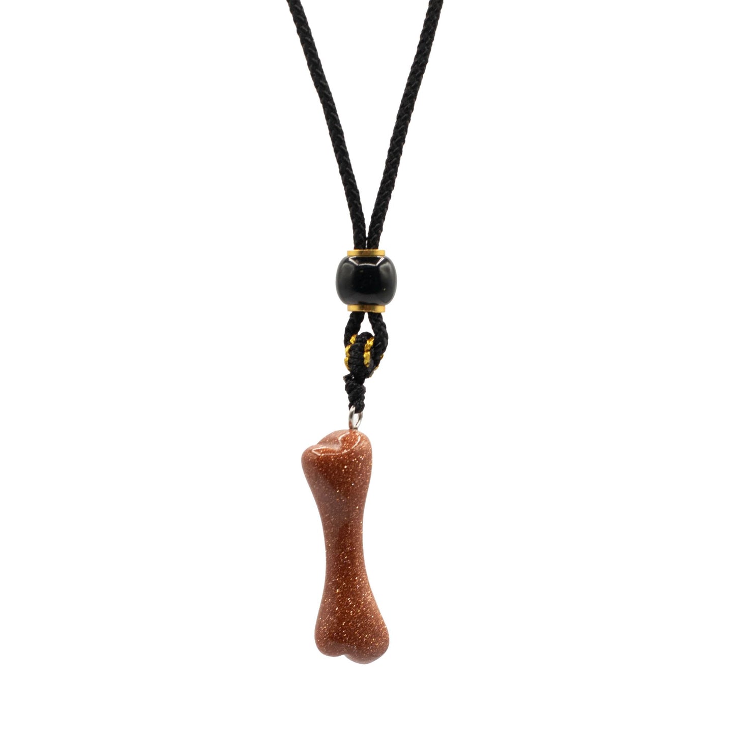 Collier en corde avec pendentif en pierre précieuse - Goldstone osseuse