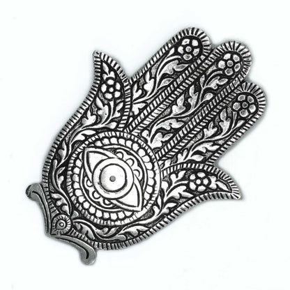 Porte-encens Hamsa en aluminium poli 14 cm