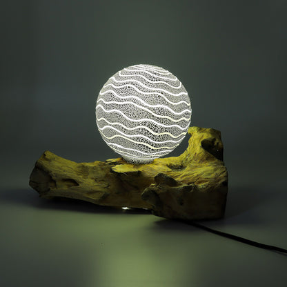 Lampe de table à abat-jour sphérique - Rayée