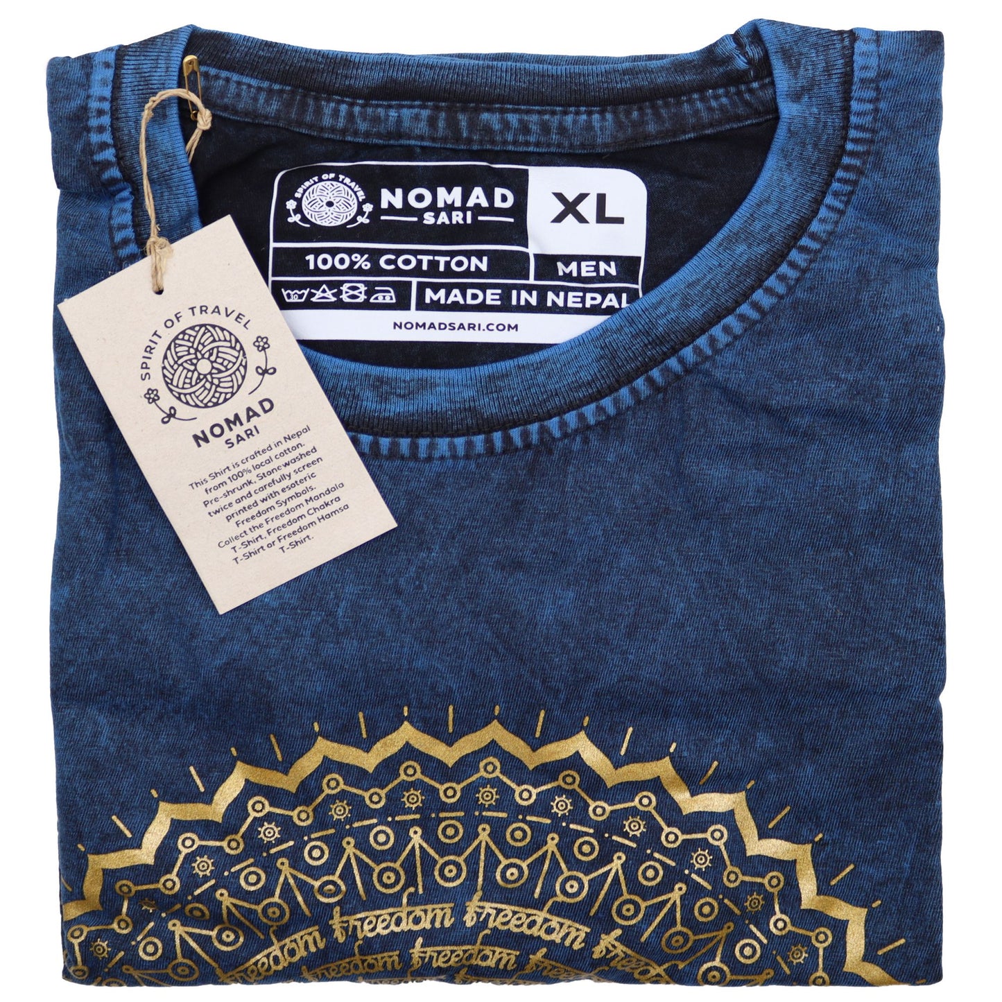 Extra großes Nomad Sari T-Shirt – Mandala – Blau