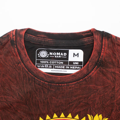 Nomad Sari Camiseta de algodón lavado a la piedra - Mandala de dragón - granate - Grande