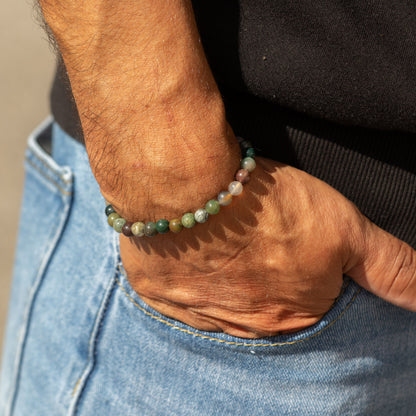 Pulsera Petite Power (17 cm x 6 mm) - ágata musgosa