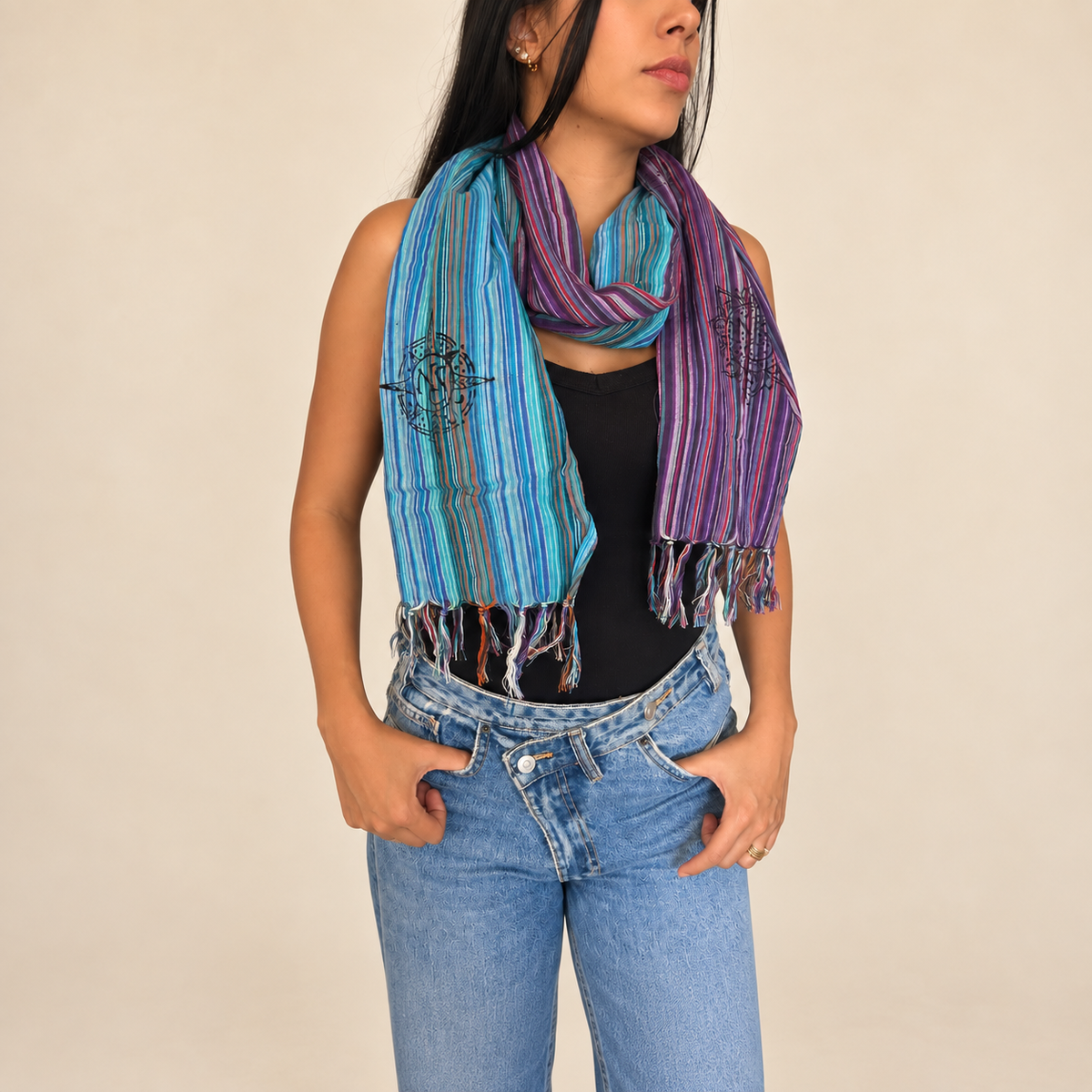 Nomad Sari - Bufanda de Bendición de Viaje - 170x50cm - Último Vuelo a Casa