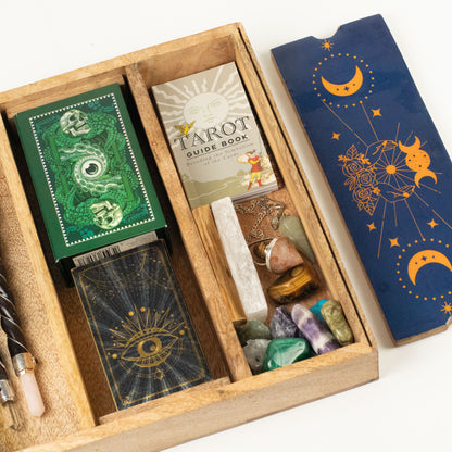 Bandeja de Tarot con Fases Lunares Azules y soporte para cartas