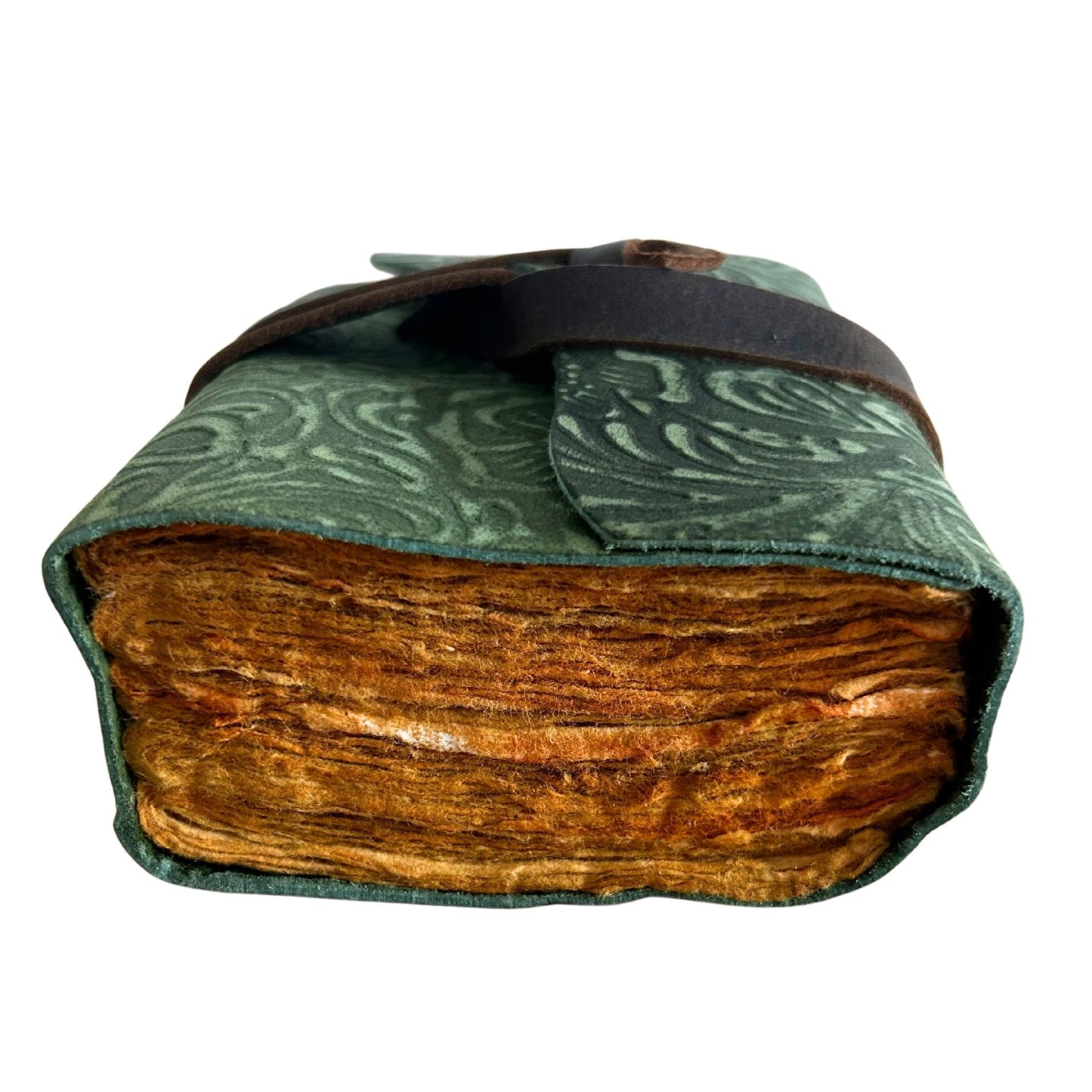 Carnets en cuir à bordure épaisse (5 x 3,5 pouces) - Motif labyrinthe vert