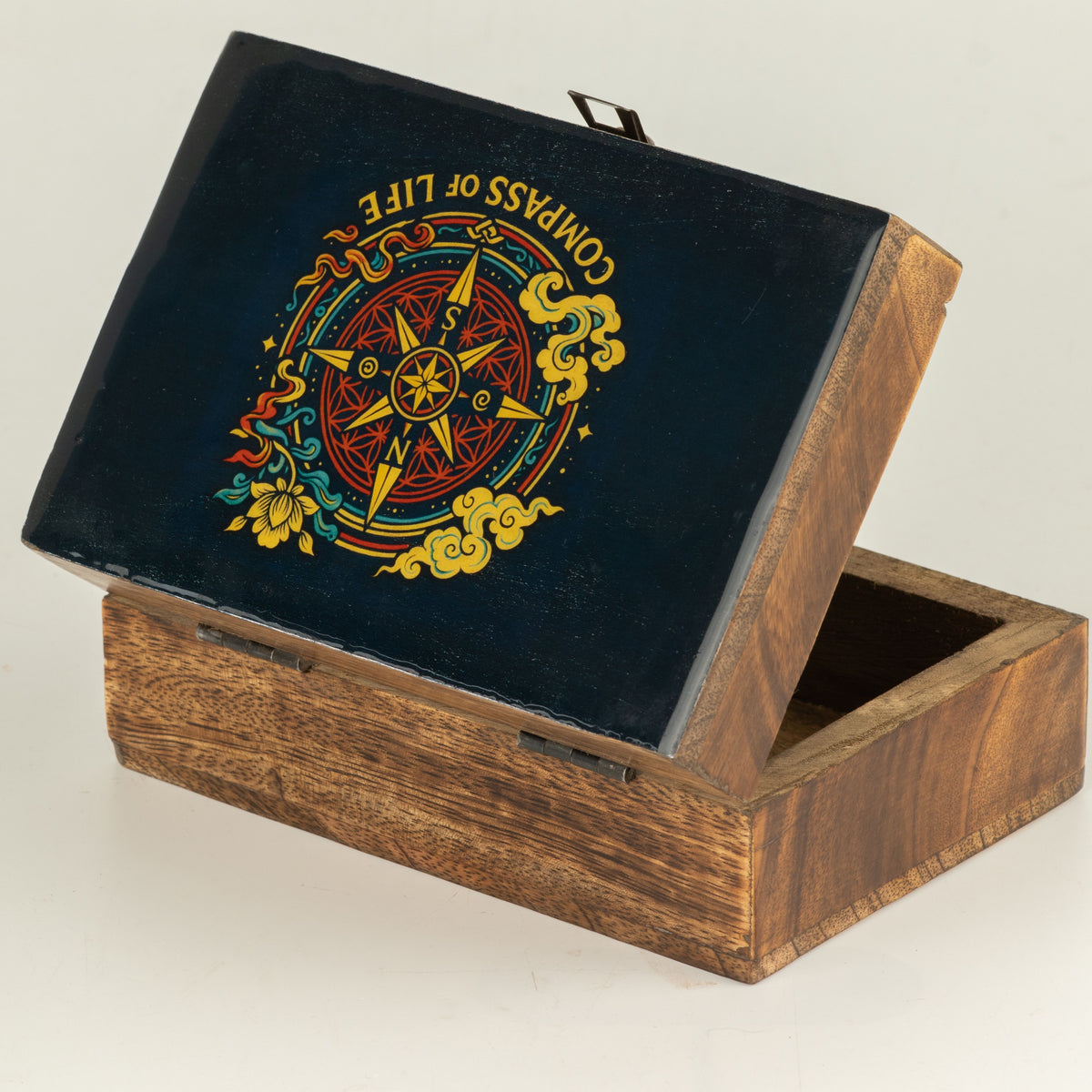 Caja esmaltada mediana - Brújula de la vida
