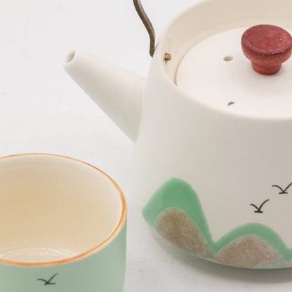 Mil millas - Juego de té - Cuatro tazas - Paño ceremonial y mango de bambú