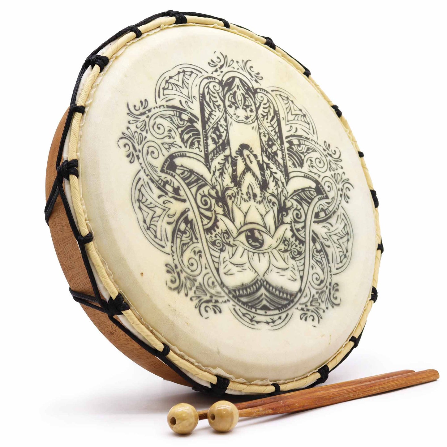 Tambour chamanique Hamsa avec maillet - 30 cm
